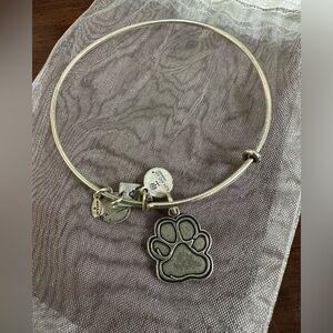 Alex & Ani dog foot print silver bangle bracelet